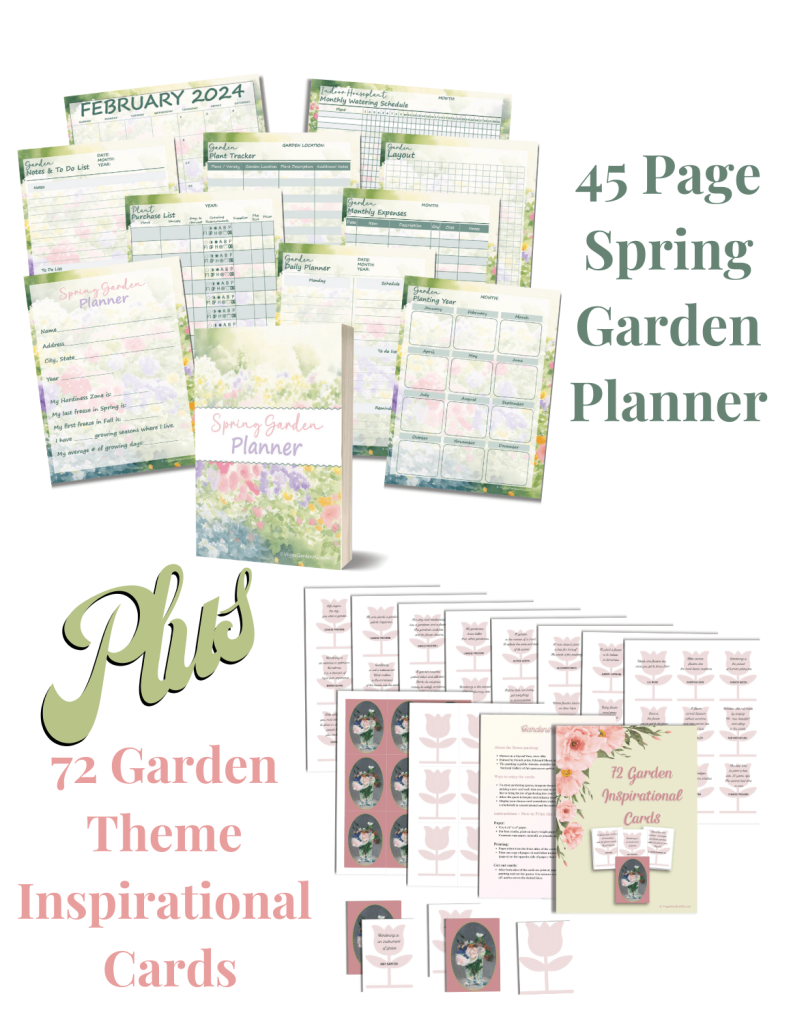 Garden planner and inspirational cards and pages